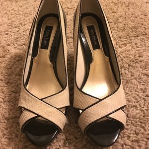 Black and ivory heels